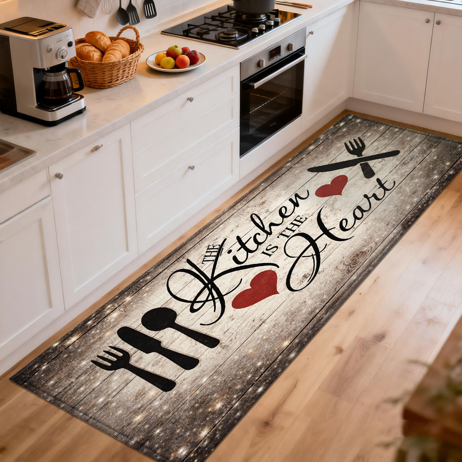 Home Cooking Quotes - Деревянный кухонный коврик-дорожка в деревенском стиле